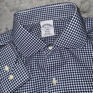 Brooks Brothers 1818 Regent Non Iron Dress Shirt‎ 16 4/5 Blue Gingham Plaid **